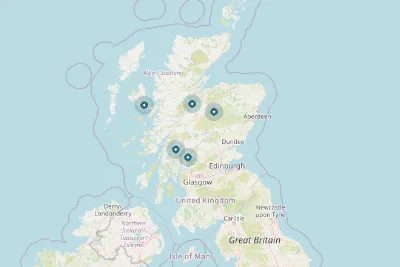 A map of launch spots across Scotland