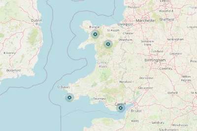 A map of launch spots across Wales